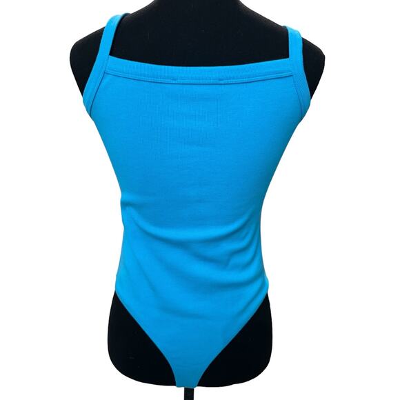 New ~ ELODIE ~  Blue Ribbed Cami Style Bodysuit Size Large - Picture 3 of 5